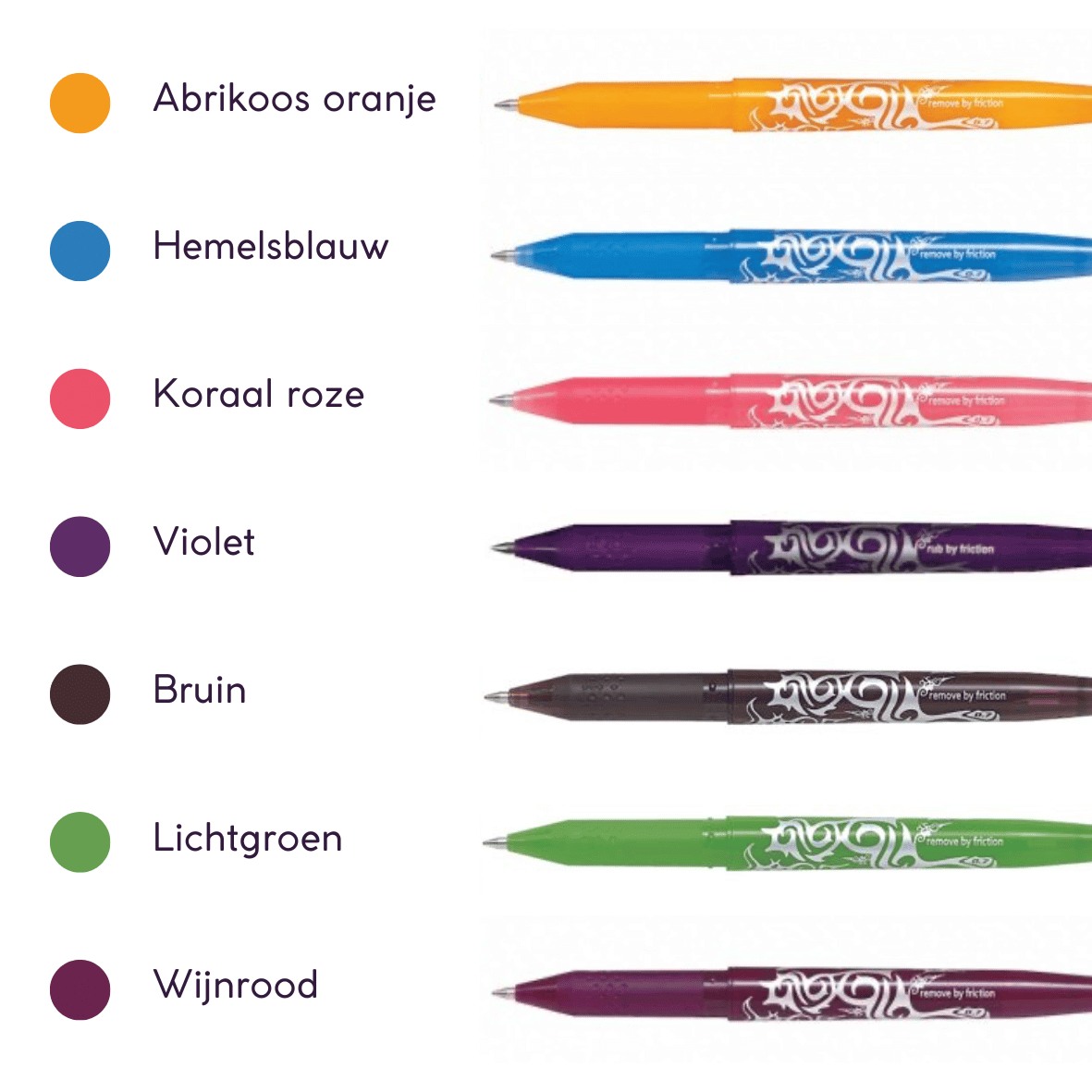 Pilot Frixion pennen uitwisbaar kleuren - My Lovely Notebook
