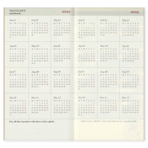 Midori Traveler's Notebook navulling diary weekly Vertical 2022 5jpg