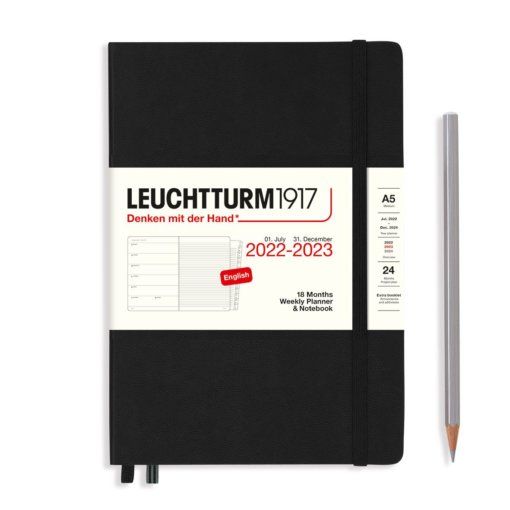 Leuchtturm1917 Weekly Planner & Notebook 18 Months 2022-2023 Black