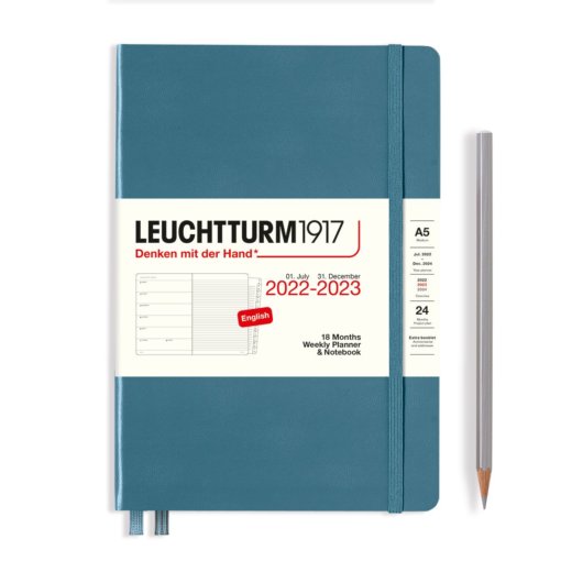 Leuchtturm1917 Weekly Planner & Notebook 18 Months 2022-2023 Stone Blue