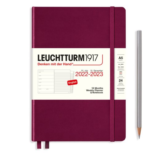 Leuchtturm1917 Weekly Planner & Notebook 18 Months 2022-2023 Port Red