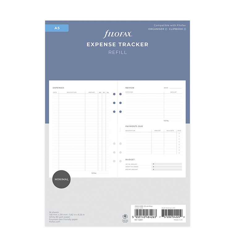 Filofax navulling organizer A5 Expanse tracker