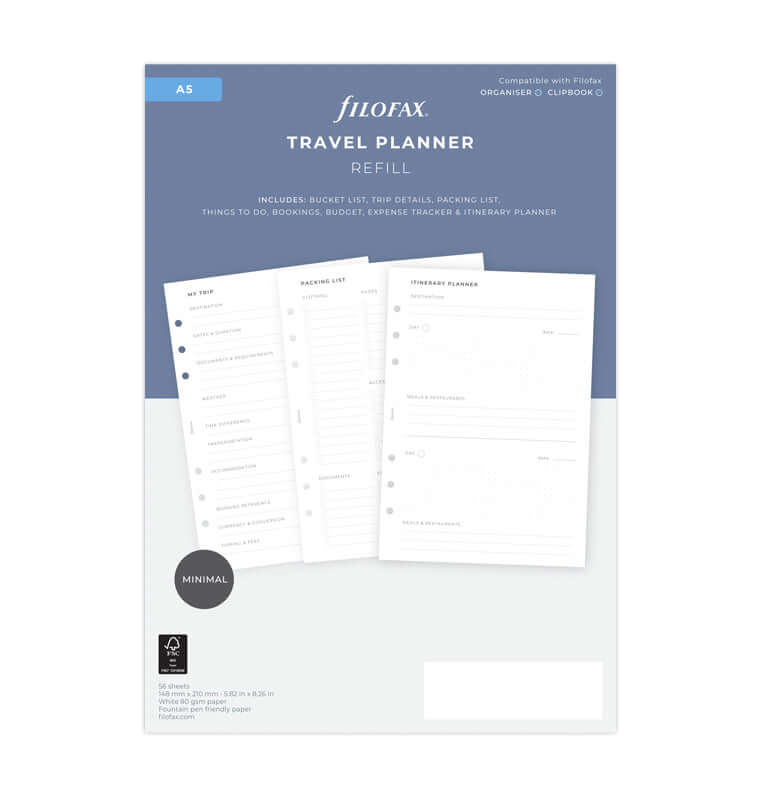 Filofax navulling organizer A5 Travel Planner
