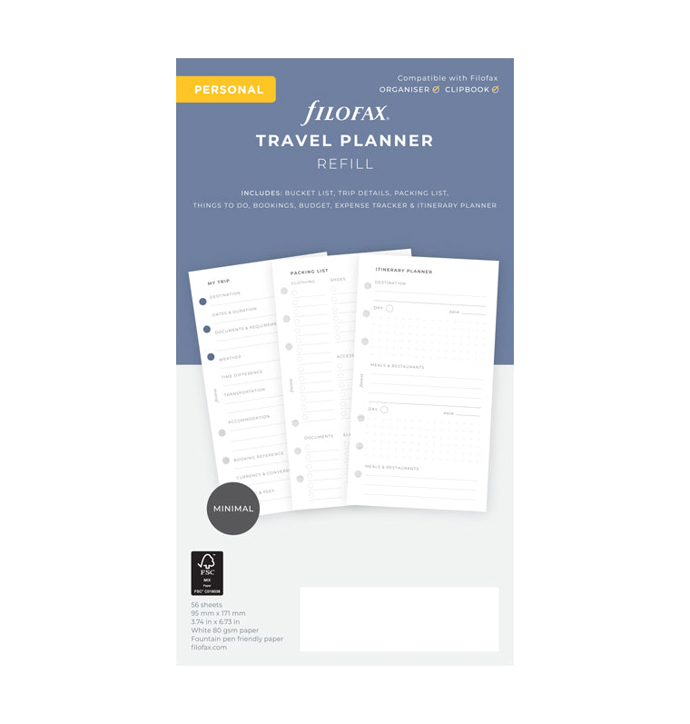 Filofax navulling organizer Personal Travel Planner