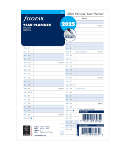 Vertical Year Planner - A5 2025 English