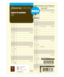 FIlofax navulling vertical year planner 2025 cream