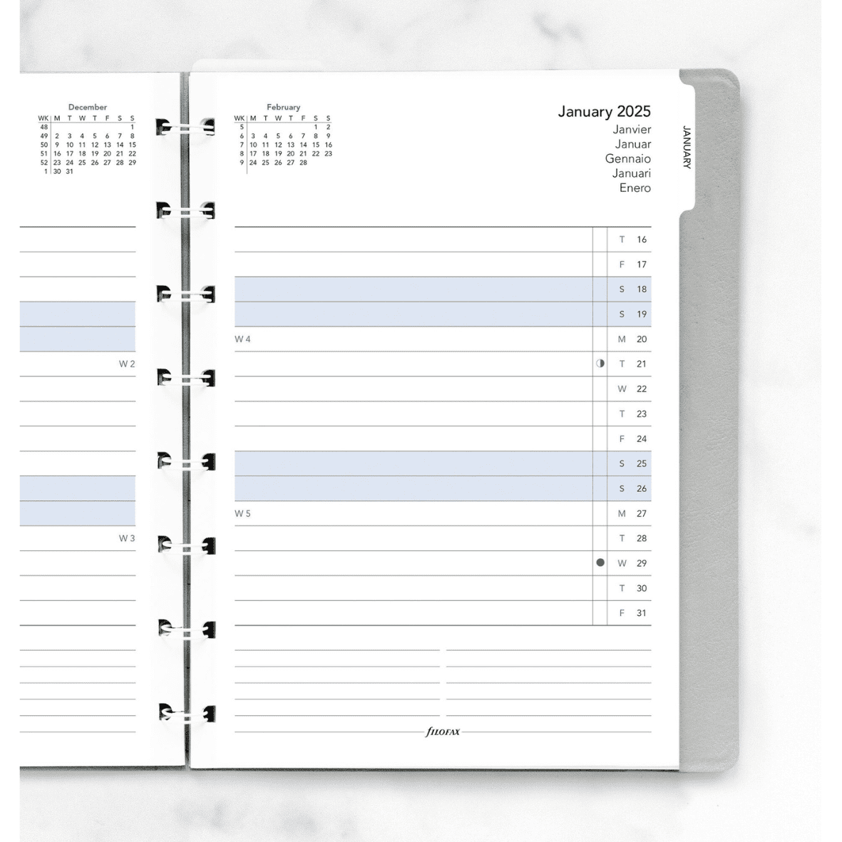 Filofax navulling A5 notitieboek Maandplanner 2025