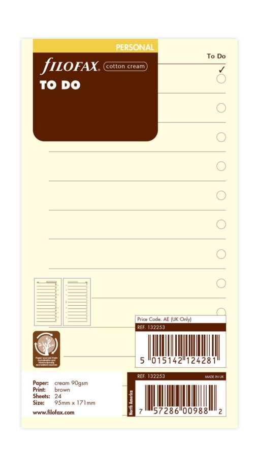 Filofax Personal to do cotton