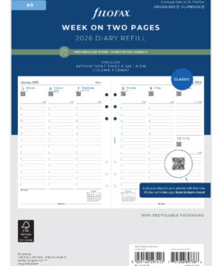 Filofax 2026 Refill 26-68521R_A5_week on two pages_packaging _recycled_
