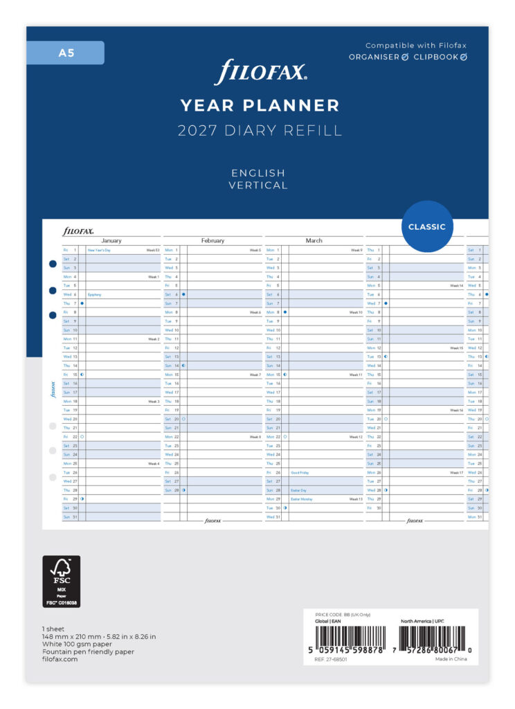 Filofax navulling organizer A5 Year Planner 2027 | My Lovely Notebook